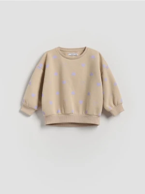 Reserved - Bawełniana bluza we wzór - beżowy