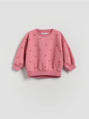 Reserved - Bawełniana bluza we wzór - różowy