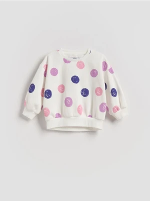 Reserved - Bawełniana bluza we wzór - złamana biel