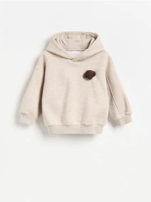 Reserved - Bawełniana bluza z aplikacją - beżowy