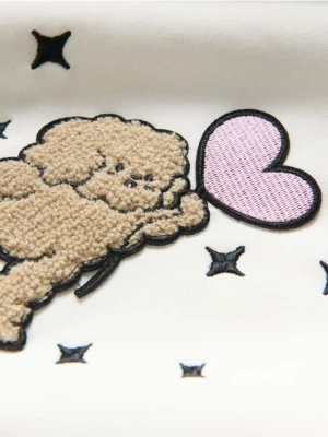 Reserved - Bawełniana bluza z aplikacją Boffie & Poko - złamana biel