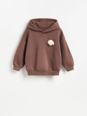Reserved - Bawełniana bluza z aplikacją - ciemnobrązowy
