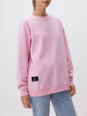 Reserved - Bawełniana bluza z aplikacją - pastelowy róż