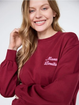 Zdjęcie produktu Reserved - Bawełniana bluza z haftem - bordowy