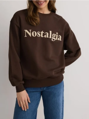 Reserved - Bawełniana bluza z haftem - brązowy