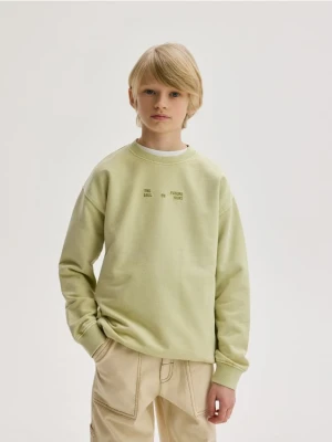 Reserved - Bawełniana bluza z haftem - jasnożółty