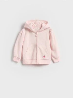 Reserved - Bawełniana bluza z haftem - pastelowy róż