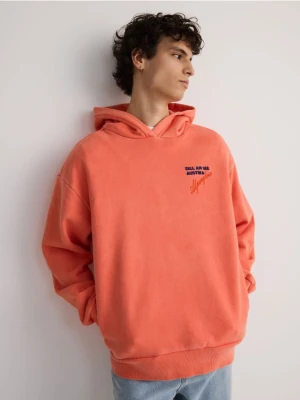 Reserved - Bawełniana bluza z haftem - pomarańczowy