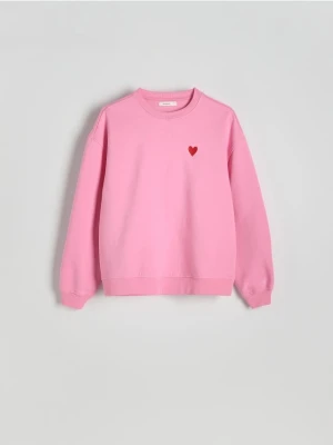 Reserved - Bawełniana bluza z haftem - różowy