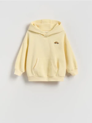 Reserved - Bawełniana bluza z haftem - żółty