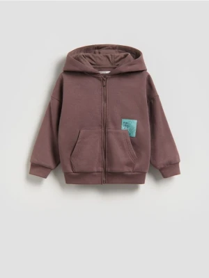 Reserved - Bawełniana bluza z kapturem - brązowy
