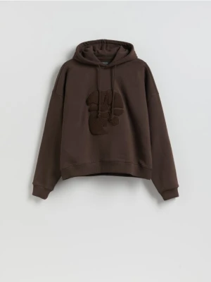 Reserved - Bawełniana bluza z kapturem - brązowy
