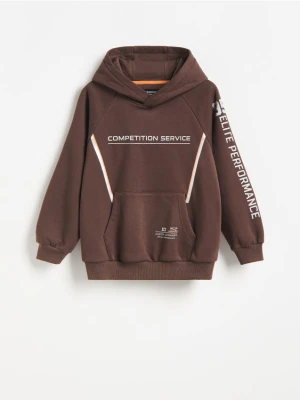 Reserved - Bawełniana bluza z kapturem - brązowy