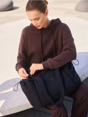 Reserved - Bawełniana bluza z kapturem - ciemnobrązowy