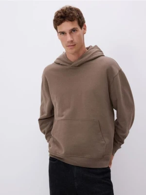 Reserved - Bawełniana bluza z kapturem - ciemnobrązowy