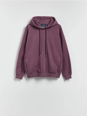 Reserved - Bawełniana bluza z kapturem - ciemnofioletowy