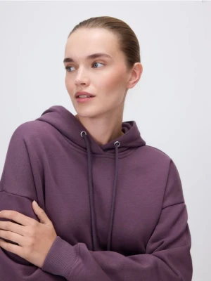 Reserved - Bawełniana bluza z kapturem - ciemnofioletowy