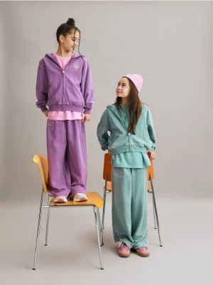 Reserved - Bawełniana bluza z kapturem - ciemnofioletowy