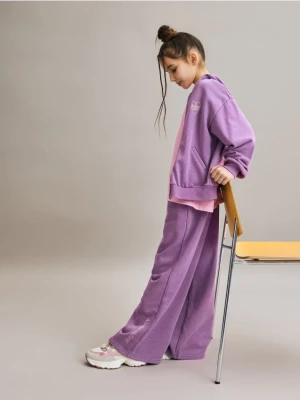 Reserved - Bawełniana bluza z kapturem - ciemnofioletowy