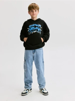 Reserved - Bawełniana bluza z kapturem - czarny