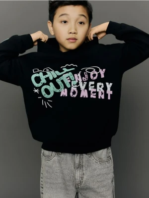 Reserved - Bawełniana bluza z kapturem - czarny