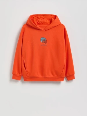 Reserved - Bawełniana bluza z kapturem - czerwony