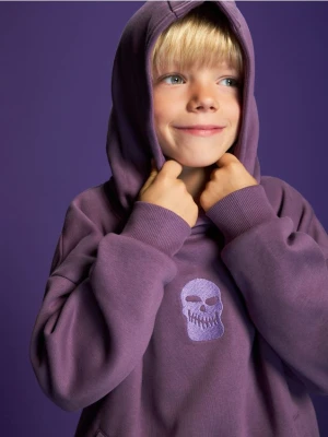 Reserved - Bawełniana bluza z kapturem - fioletowy