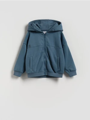 Reserved - Bawełniana bluza z kapturem - granatowy