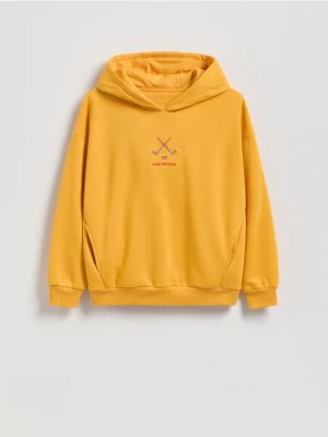 Reserved - Bawełniana bluza z kapturem - kremowy