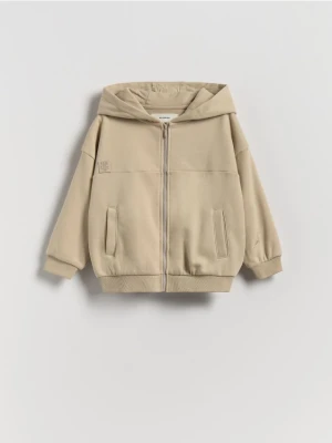 Reserved - Bawełniana bluza z kapturem - kremowy