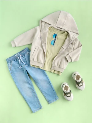 Reserved - Bawełniana bluza z kapturem - kremowy