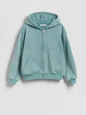 Reserved - Bawełniana bluza z kapturem - miętowy