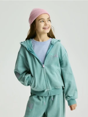 Reserved - Bawełniana bluza z kapturem - miętowy