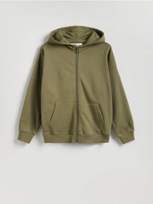 Reserved - Bawełniana bluza z kapturem - oliwkowy