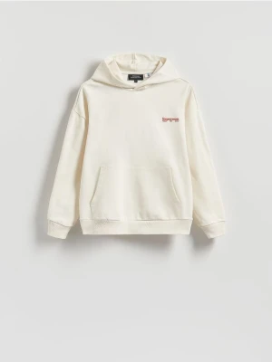 Reserved - Bawełniana bluza z kapturem SUPERMAN™ - złamana biel