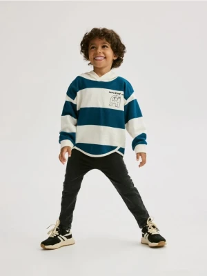 Reserved - Bawełniana bluza z kapturem - złamana biel