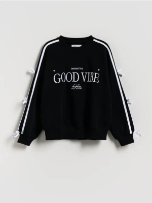 Reserved - Bawełniana bluza z kokardkami - czarny