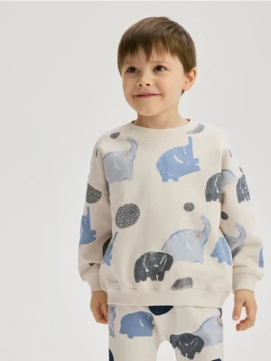 Reserved - Bawełniana bluza z nadrukiem - beżowy