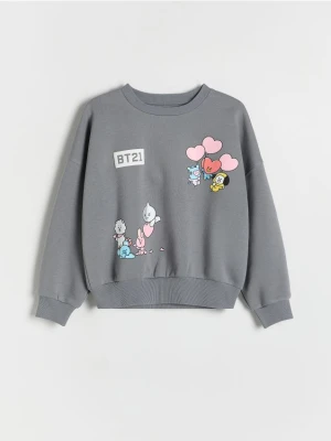 Reserved - Bawełniana bluza z nadrukiem BT21 - ciemnoszary