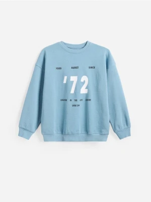 Reserved - Bawełniana bluza z nadrukiem - jasnoniebieski