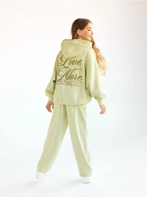 Reserved - Bawełniana bluza z nadrukiem - jasnozielony