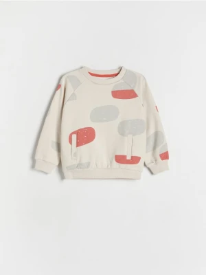 Reserved - Bawełniana bluza z nadrukiem - kremowy