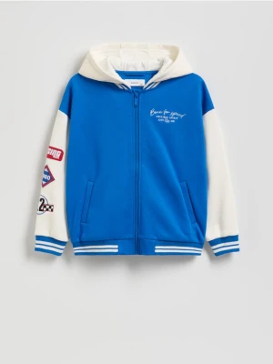 Reserved - Bawełniana bluza z nadrukiem - niebieski