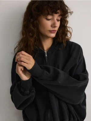 Reserved - Bawełniana bluza z suwakiem - ciemnoszary