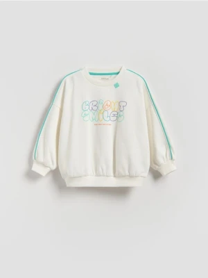 Reserved - Bawełniana bluza - złamana biel