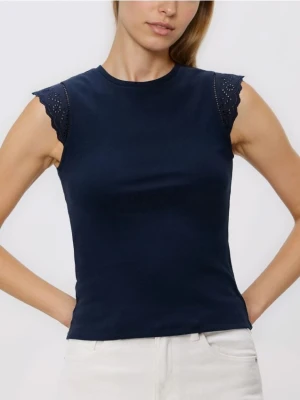 Reserved - Bawełniana bluzka - granatowy