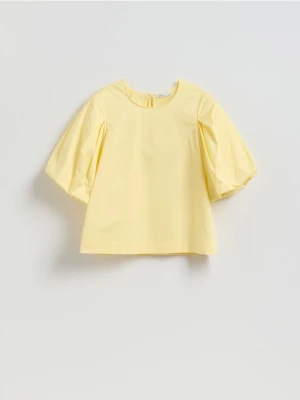Reserved - Bawełniana bluzka - jasnożółty