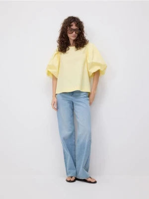 Reserved - Bawełniana bluzka - jasnożółty