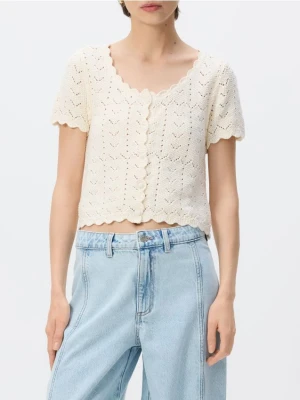 Reserved - Bawełniana bluzka - kremowy