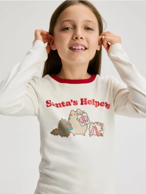 Reserved - Bawełniana bluzka Pusheen - złamana biel